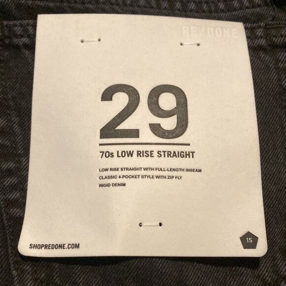 RE/DONE 70s Low Rise Straight Washed Black Jeans Size 29x30 - Picture 7 of 11